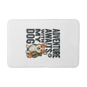 Adventure Awaits With My Dog Vintage Hiking Design Bath Mat