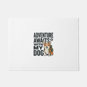 Adventure Awaits With My Dog Vintage Hiking Design Doormat