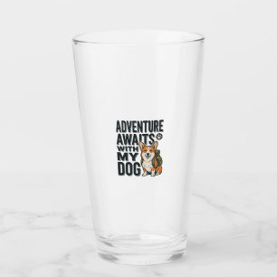 Adventure Awaits With My Dog Vintage Hiking Design Glass