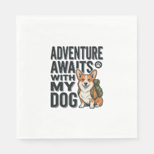 Adventure Awaits With My Dog Vintage Hiking Design Napkin