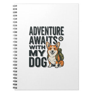 Adventure Awaits With My Dog Vintage Hiking Design Notebook
