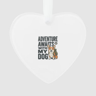 Adventure Awaits With My Dog Vintage Hiking Design Ornament