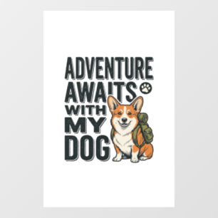Adventure Awaits With My Dog Vintage Hiking Design Window Cling