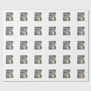 Adventure Awaits With My Dog Vintage Hiking Design Wrapping Paper