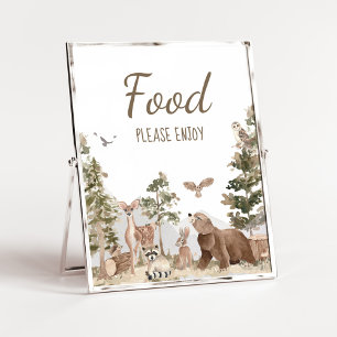Adventure Awaits Woodland Animals Baby Shower Food Poster