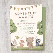 Adventure Awaits Woodland Animals Baby Shower