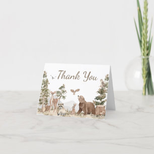 Adventure Awaits Woodland Animals Baby Shower Thank You Card