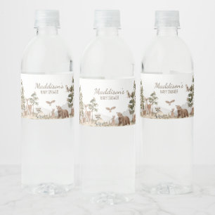 Adventure Awaits Woodland Animals Baby Shower Water Bottle Label