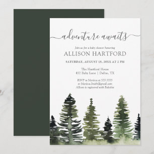 Adventure Awaits Woodland Baby Shower Invitation