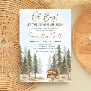 Adventure Awaits Woodland Baby Shower Invitation