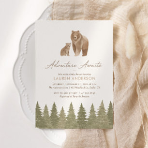 Adventure Awaits Woodland Baby Shower Invitation