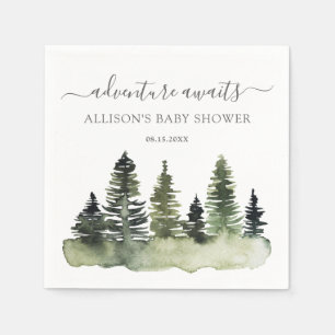 Adventure Awaits Woodland Baby Shower Napkin