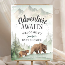 Adventure Awaits Woodland Bear Baby Shower Welcome