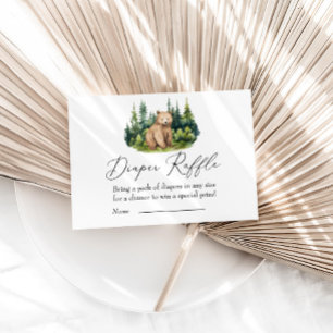 Adventure Awaits Woodland Bear Diaper Raffle Enclosure Card