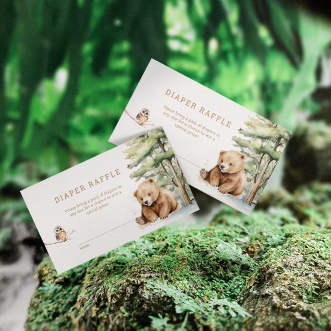 Adventure Awaits Woodland Bear Diaper Raffle Enclosure Card (Creator Uploaded)