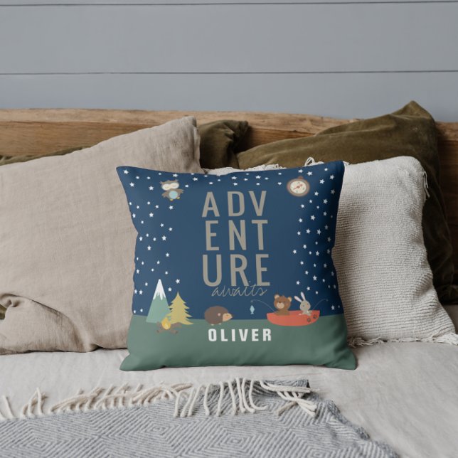 Adventure Awaits Woodland Boy Kids Wall Decor Cushion (Creator Uploaded)