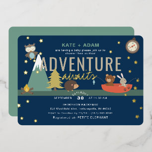 Adventure Awaits Woodland Boy Navy Baby Shower
