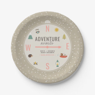 Adventure Awaits Woodland Girl Baby Shower Paper Plate
