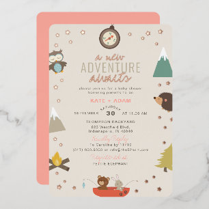 Adventure Awaits Woodland Girl Pink Baby Shower