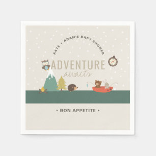 Adventure Awaits Woodland Neutral Baby Shower Napkin