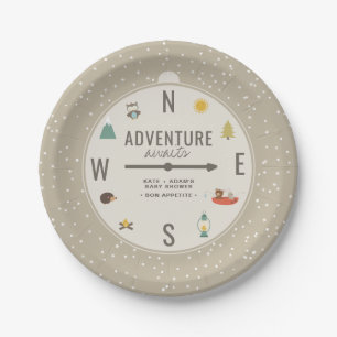 Adventure Awaits Woodland Neutral Baby Shower Paper Plate
