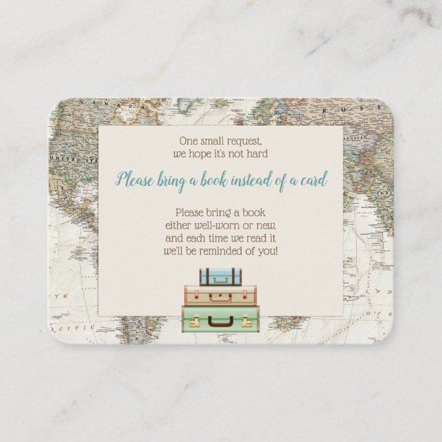 Adventure Awaits World Map Book Request Enclosure  Card (Front)