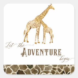Adventure Baby Boy Shower Watercolor Giraffe Seals