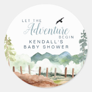 Adventure Baby Shower Classic Round Sticker