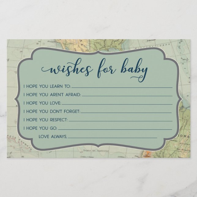 Adventure Baby Shower Game Wishes for Baby (Front)