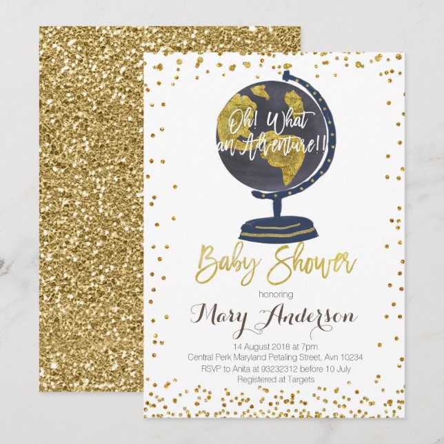 Adventure Baby Shower Invitation Boy (Front/Back)