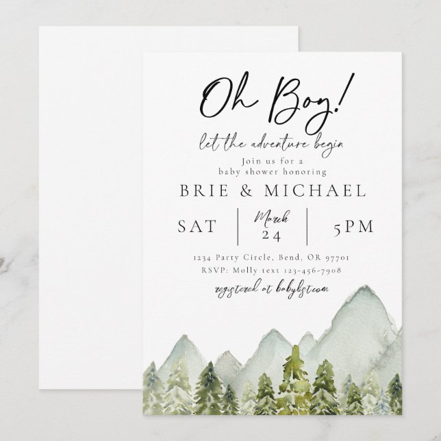 Adventure Baby Shower Invitation | Forest (Front/Back)
