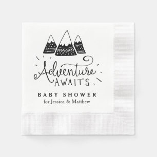 Adventure Baby Shower Napkins with Cute Mountains