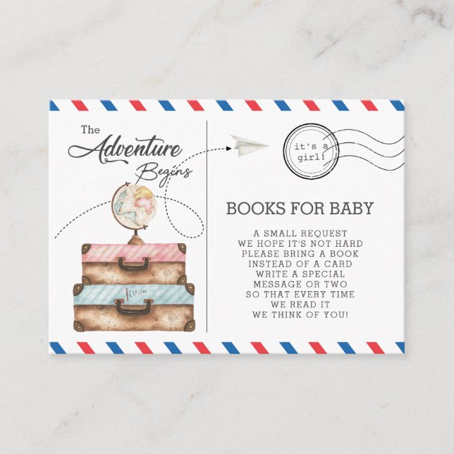 Adventure Baby Shower Travel Bring a Book Instead Enclosure Card (Front)