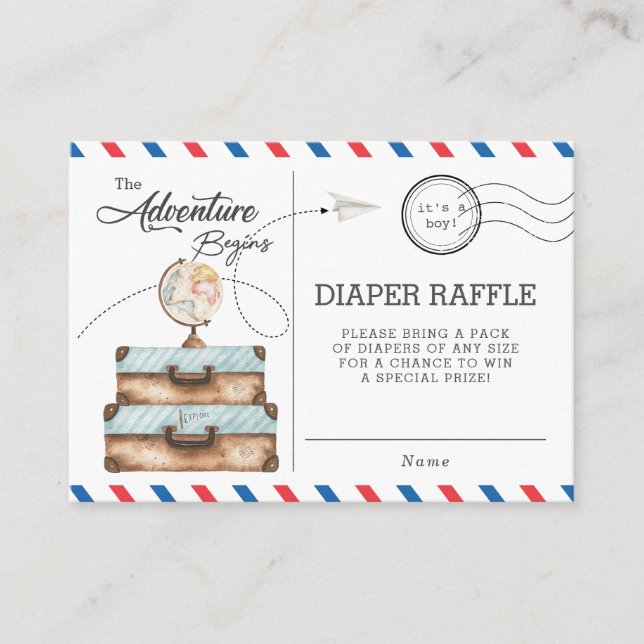 Adventure Baby Shower Travel Diaper Raffle Enclosure Card (Front)