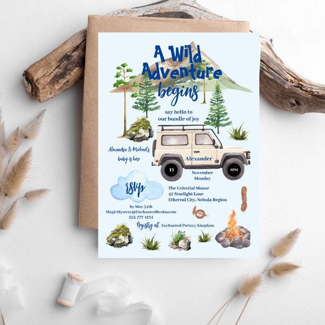 Adventure Baby Shower Watercolor Camper Invitation (Creator Uploaded)