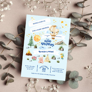 Adventure Baby Shower Watercolor Trees Invitation