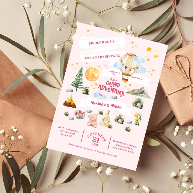 Adventure Baby Shower Watercolor Trees Invitation Flyer (Creator Uploaded)