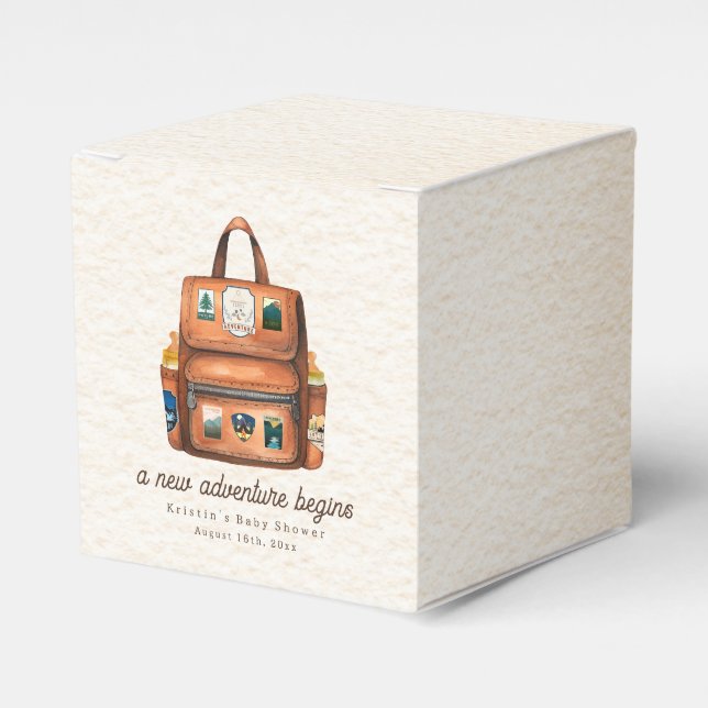 Adventure Backpack + Bottles Woodland Baby Shower Favour Box (Front Side)