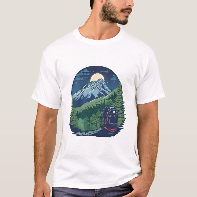 Adventure Backpack Under Moonlit Mountains T-Shirt (Front)
