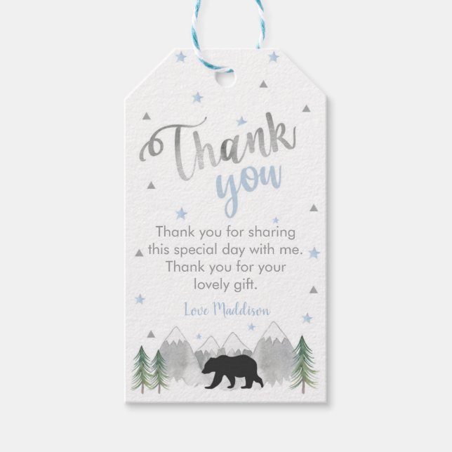 Adventure Bear Favour Tag - Thank you Tag (Front)