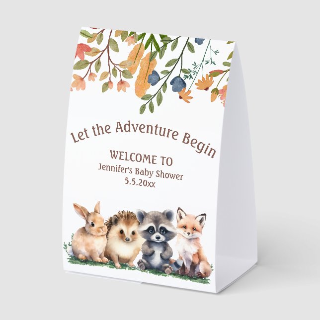  adventure begin animals baby shower cute welcome (Front)