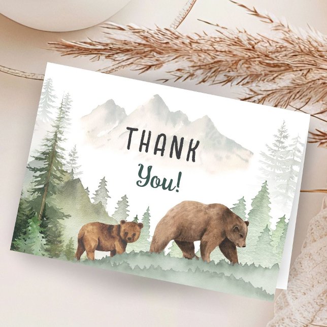 Adventure Begin Baby Shower Bear Folded Thank You Card (Creator Uploaded)