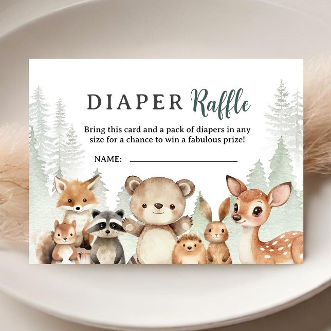 Adventure Begin Baby Shower Woodland Diaper Raffle Enclosure Card (Creator Uploaded)
