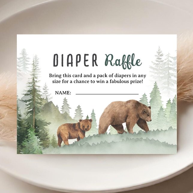 Adventure Begin Baby Shower Woodland Diaper Raffle Enclosure Card (Creator Uploaded)