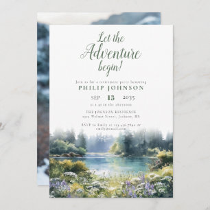 Adventure Begin Forest Lake Retirement Party Photo Invitation