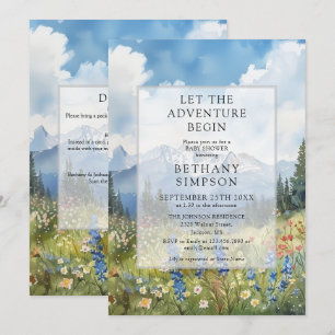 Adventure Begin Mountain QR Code Baby Shower Invitation