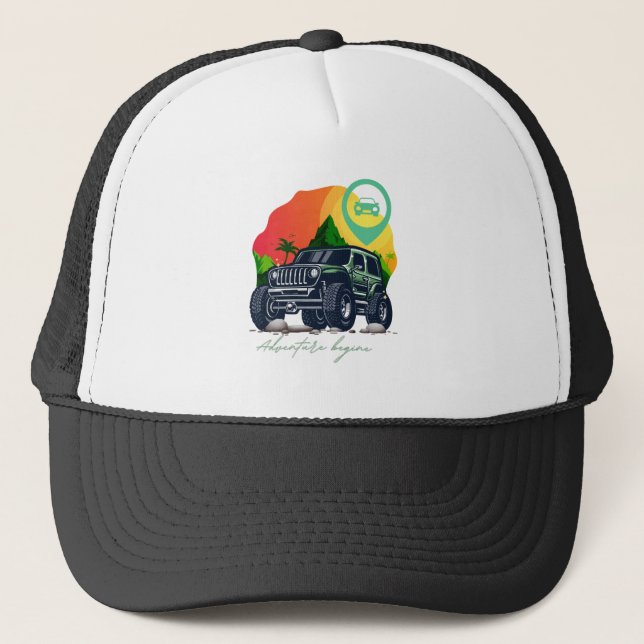 adventure begin, offroad trucker hat (Front)