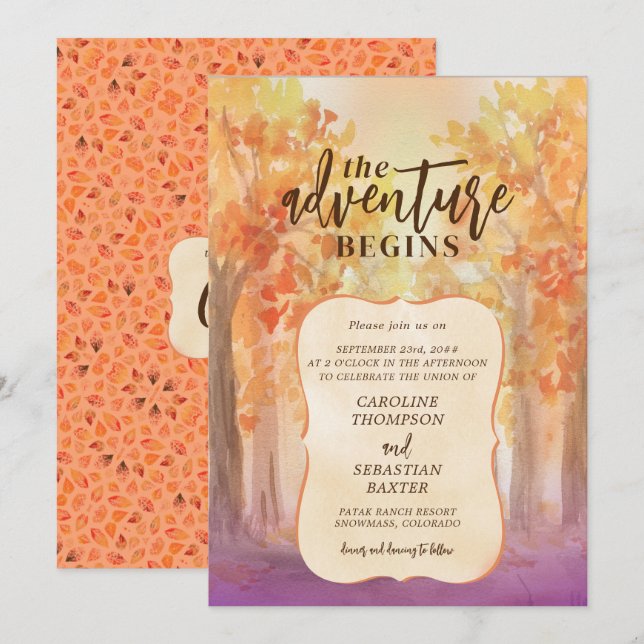 Adventure Begin Rocky Mountain Destination Wedding Invitation (Front/Back)