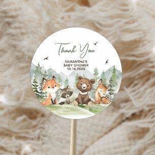 Adventure Begin Woodland Animals Baby Shower Classic Round Sticker