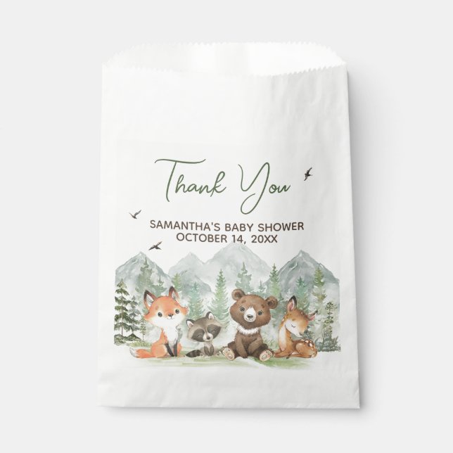 Adventure Begin Woodland Animals Baby Shower Favour Bags (Front)
